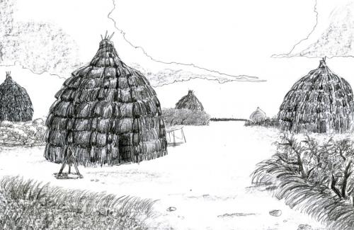 Sketch of huts