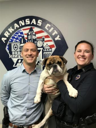 Sal and his handler MPO Cori Tuxhorn with Lt. Jason Legleiter